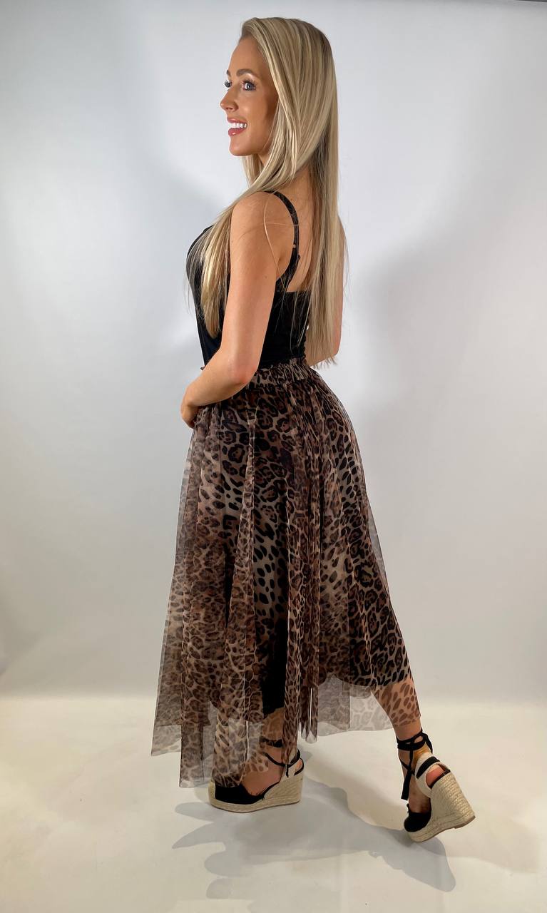 Animal Print Tulle Skirt