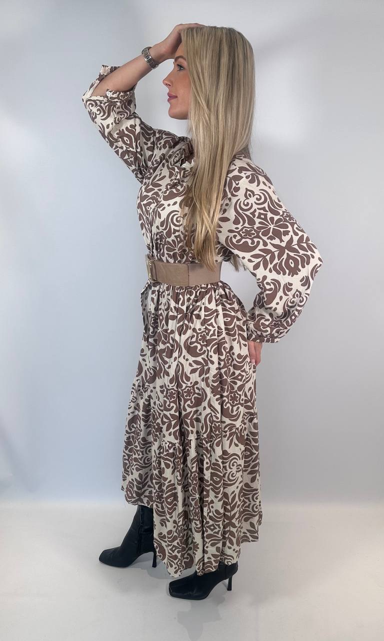 Paisley Button Tiered Dress