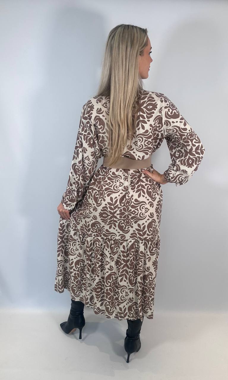 Paisley Button Tiered Dress