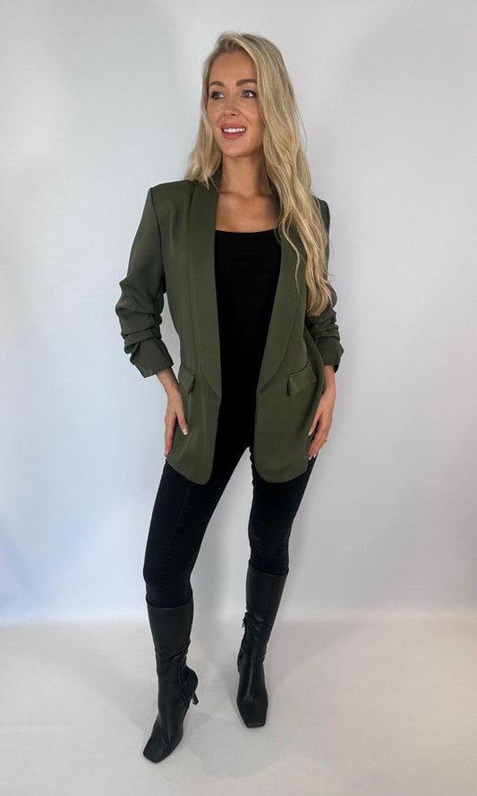 Ruched Sleeved Oversized Blazer