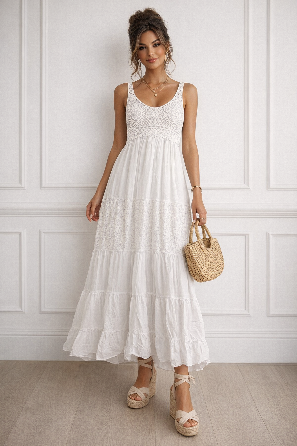 Lucia tiered lace panel Dress