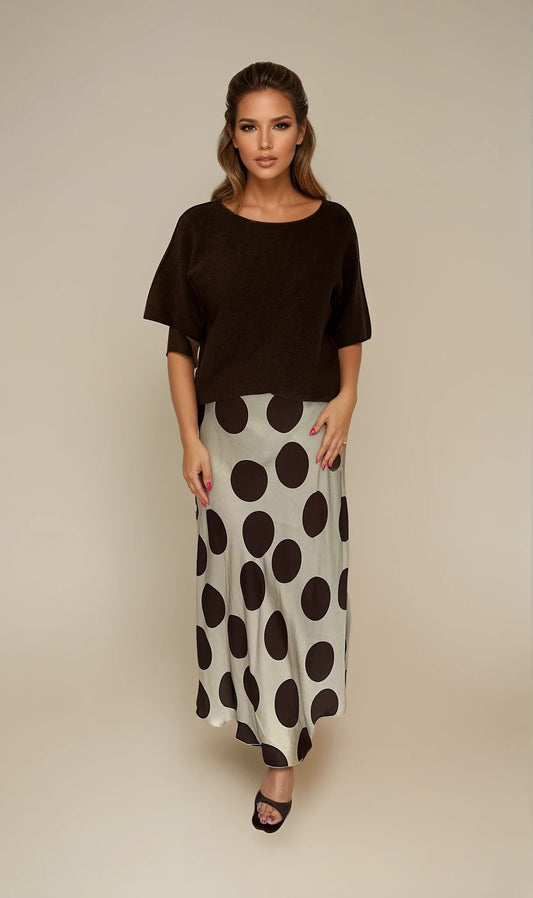 Lydia polka dot silk skirt