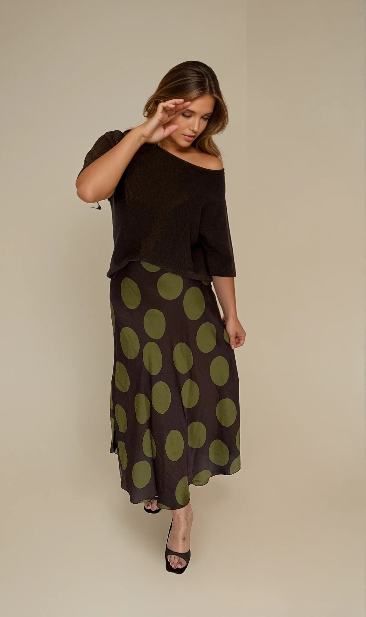 Lydia polka dot silk skirt