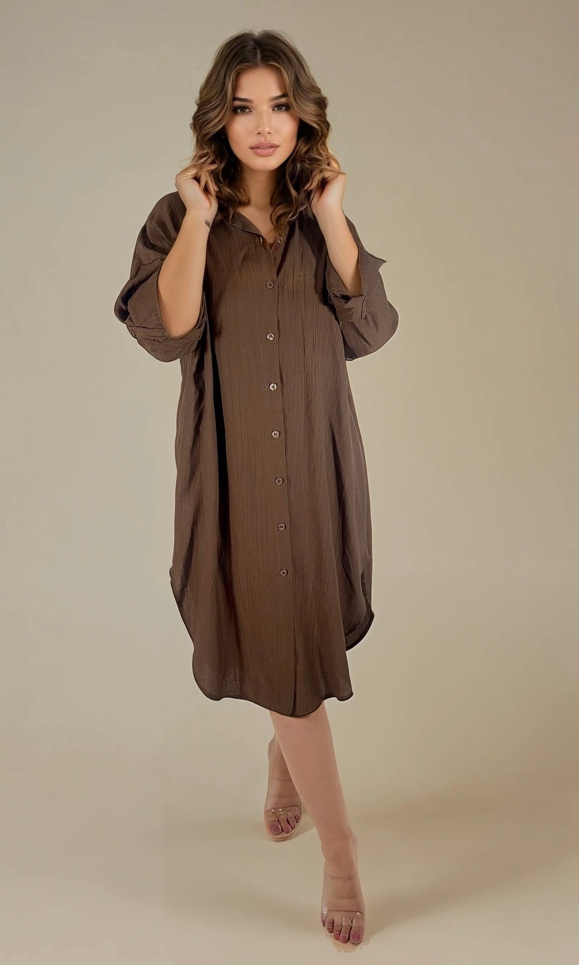 Oversized shirt dress with belt