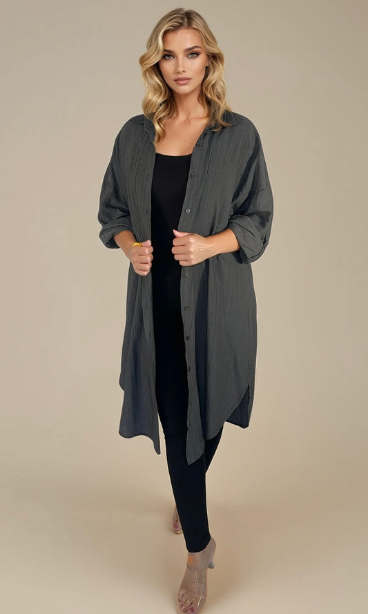 Oversized shirt dress with belt