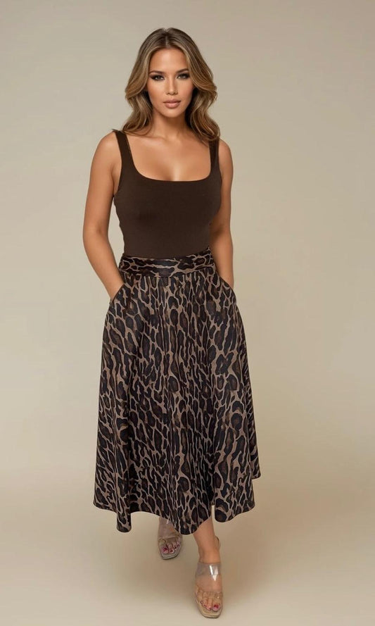 Becky Suedette Leopard Pocket Skirt