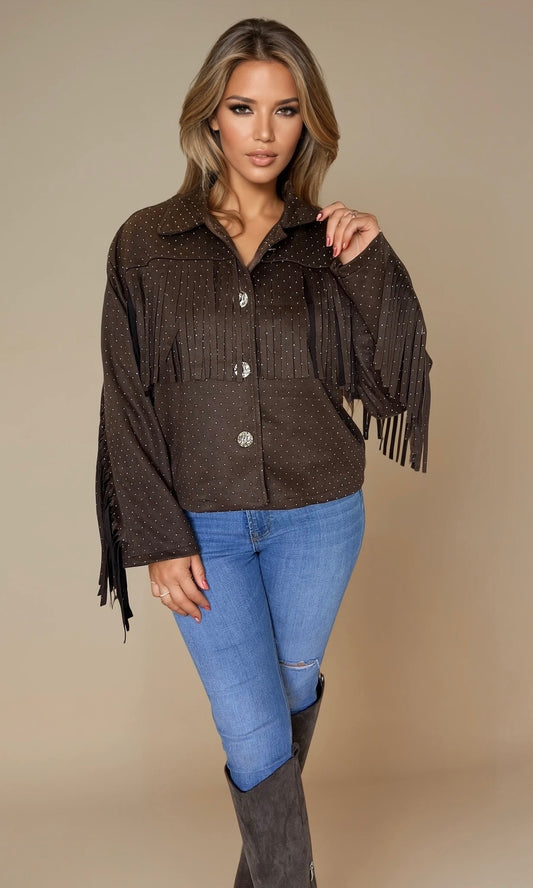 Jolene diamonte fringe Jacket