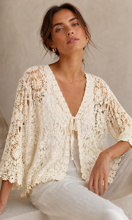 Saffron crochet tie cardi
