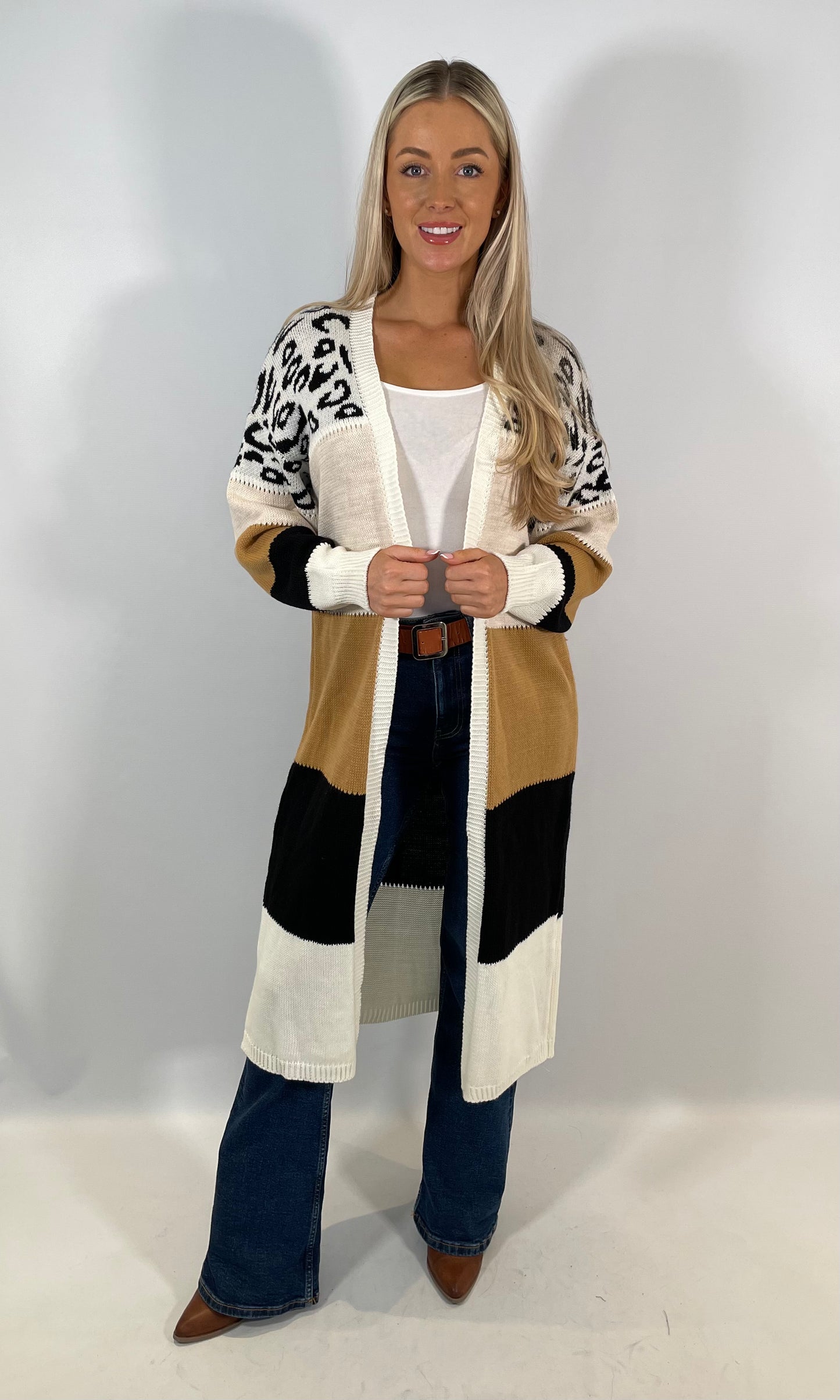 Leopard Colour Block Cardigan