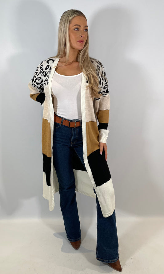 Leopard Colour Block Cardigan