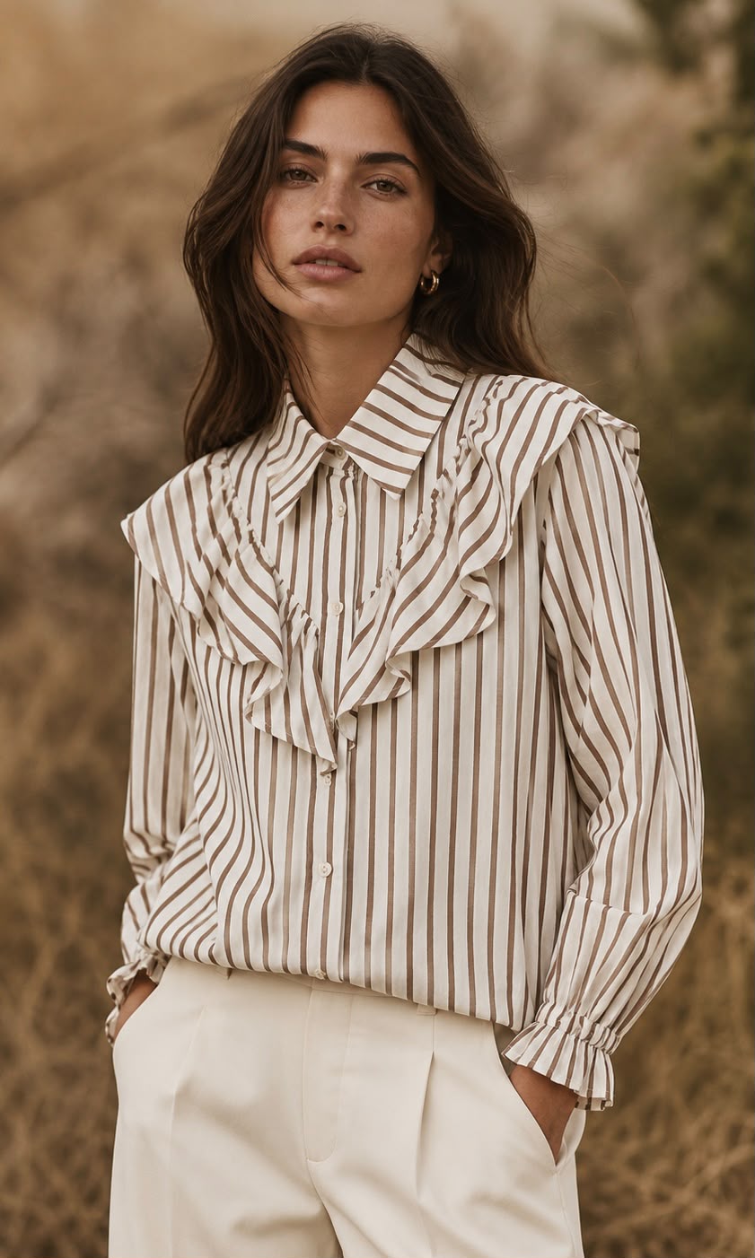 Heidi stripe ruffle shirt