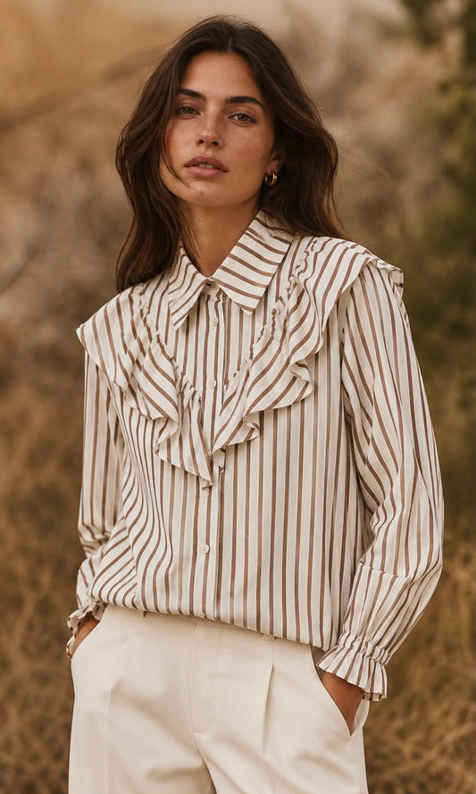 Heidi stripe ruffle shirt