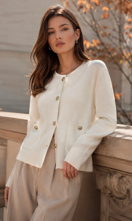 Maple gold button cardi