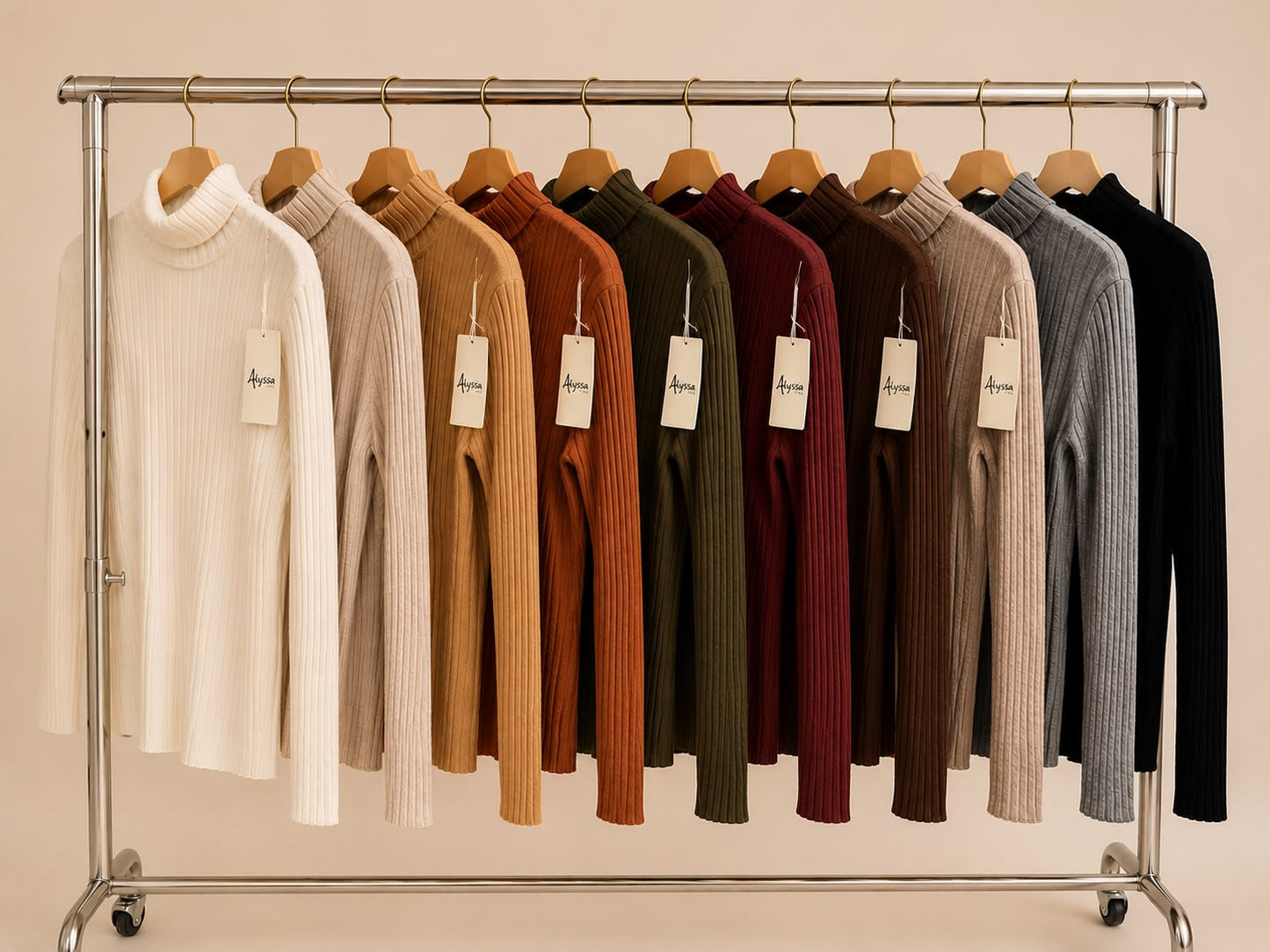 Tammy ribbed roll neck top