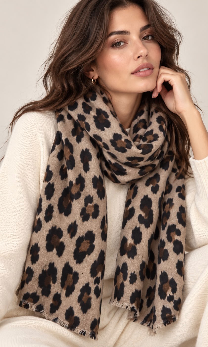 Soft leopard scarf