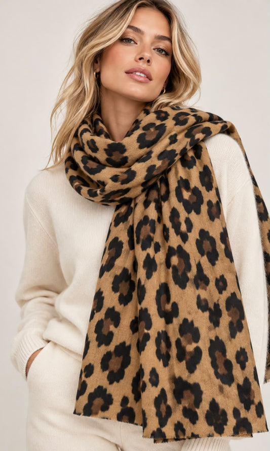 Soft leopard scarf