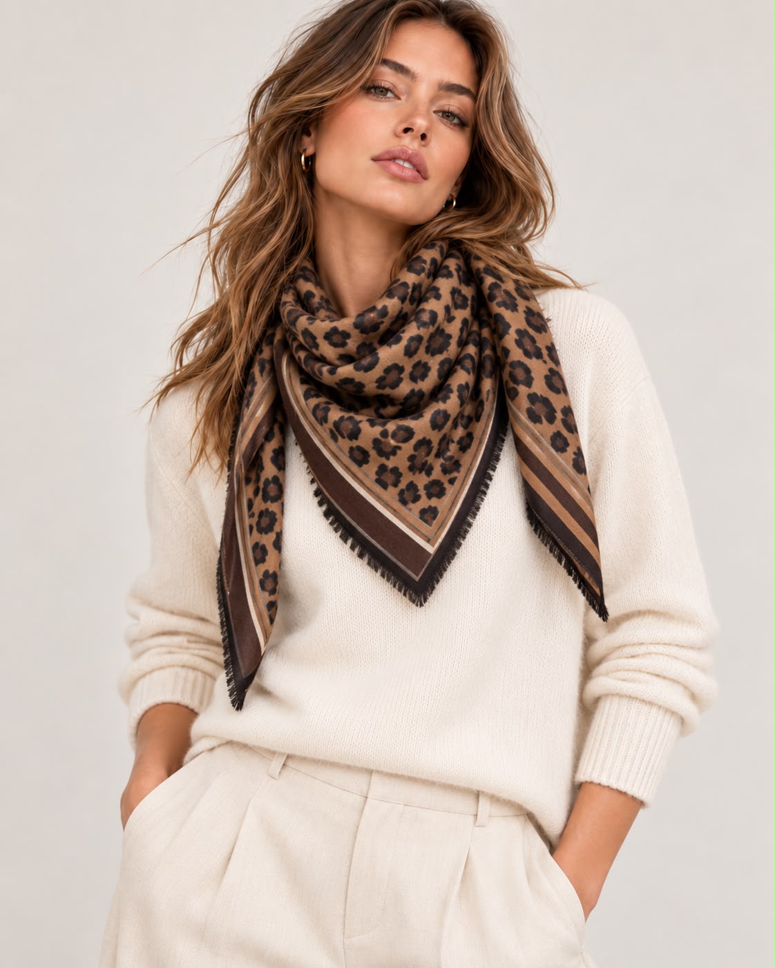 Leopard triangle scarf