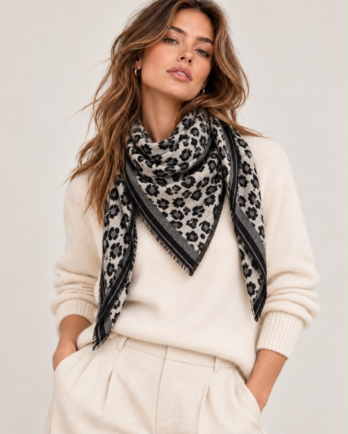 Leopard triangle scarf