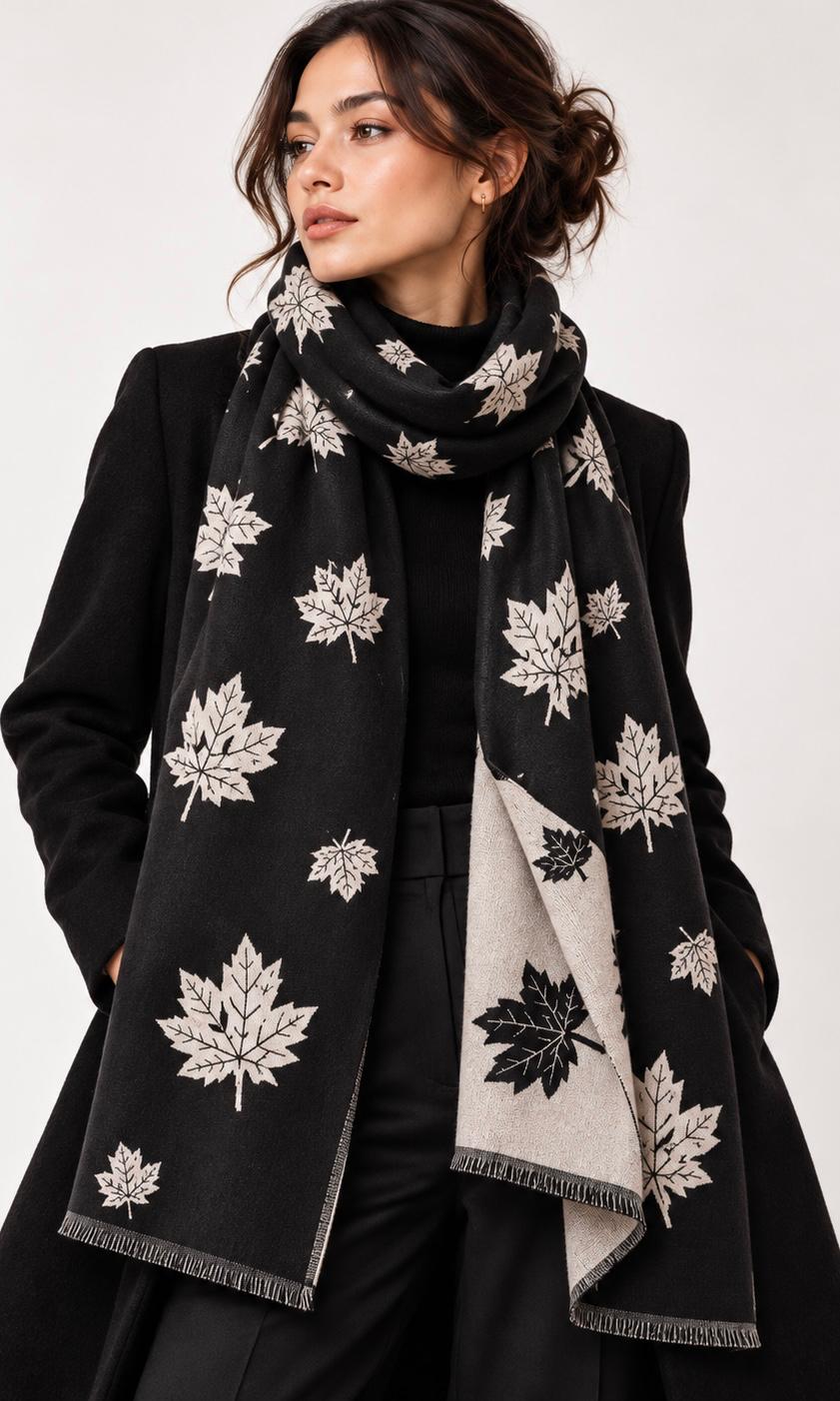 Autumn leaf scarf, Reversible