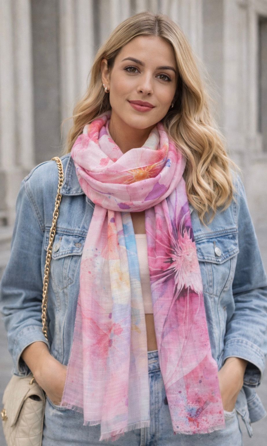 Watercolour flower scarf