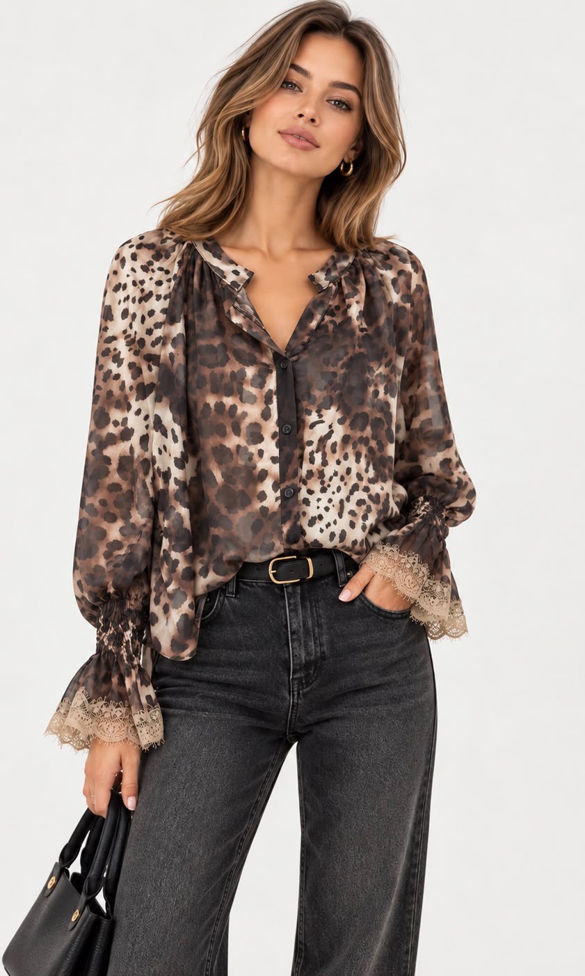 Honey leopard blouse