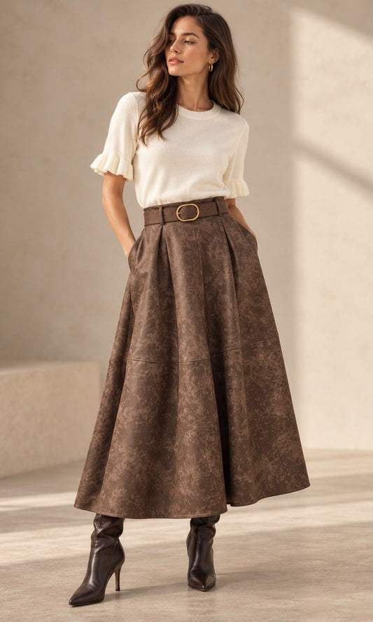Fran distressed suedette skirt